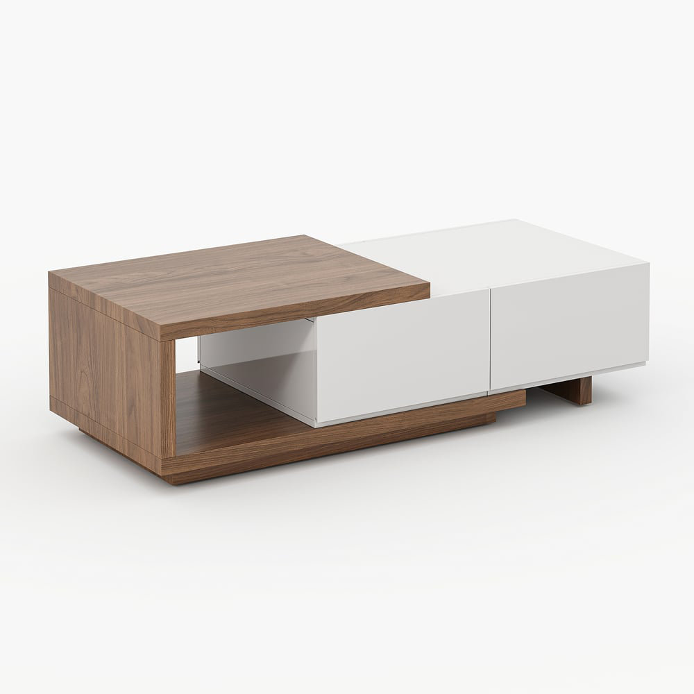 Hokku Designs Quoint Walnut Extendable Coffee Table With 2 Drawers(47 ...